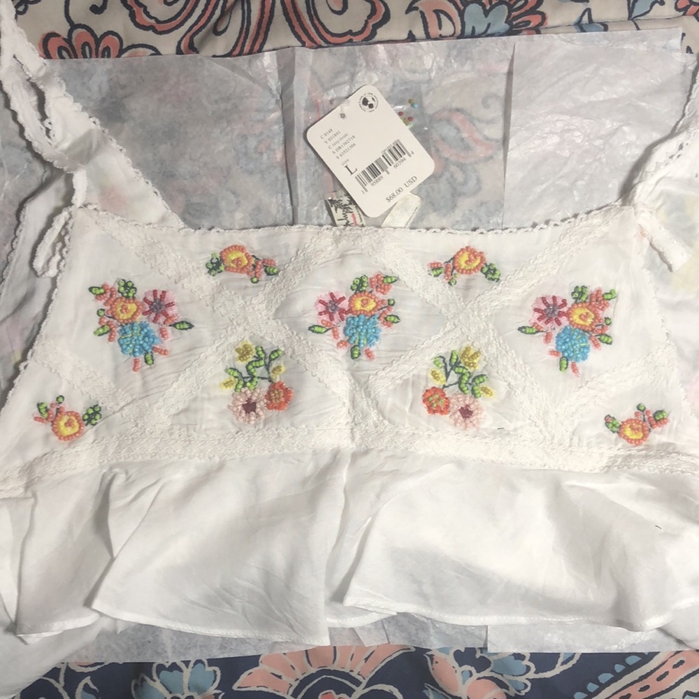 NWT Free People ivory white brami (bra + camisole), size L, this color sold out!